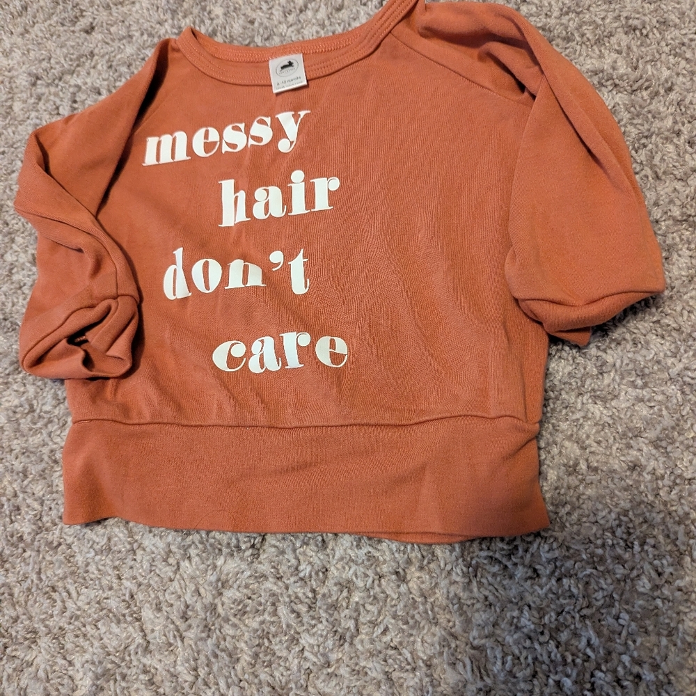 Little And Lively Kids Graphic Tee - Messy Hair Don't Care - Orange